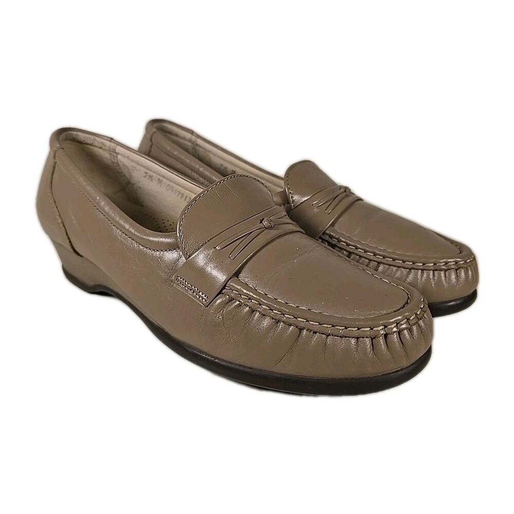 SAS Easier Women's Loafers 7.5 M Mocha Brown Leather Slip On Comfort Shoes USA
